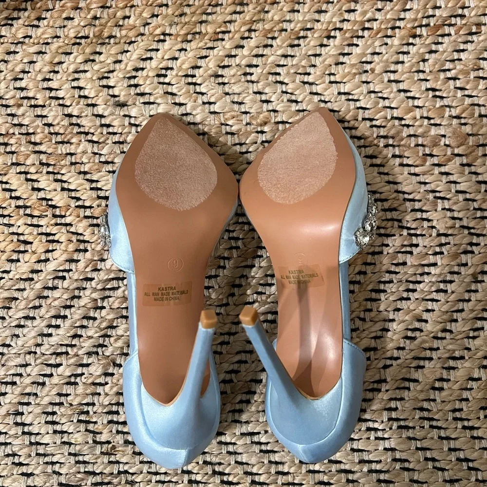 Lulu's Light Blue Heels with Rhinestone Accents - Picture 4 of 4